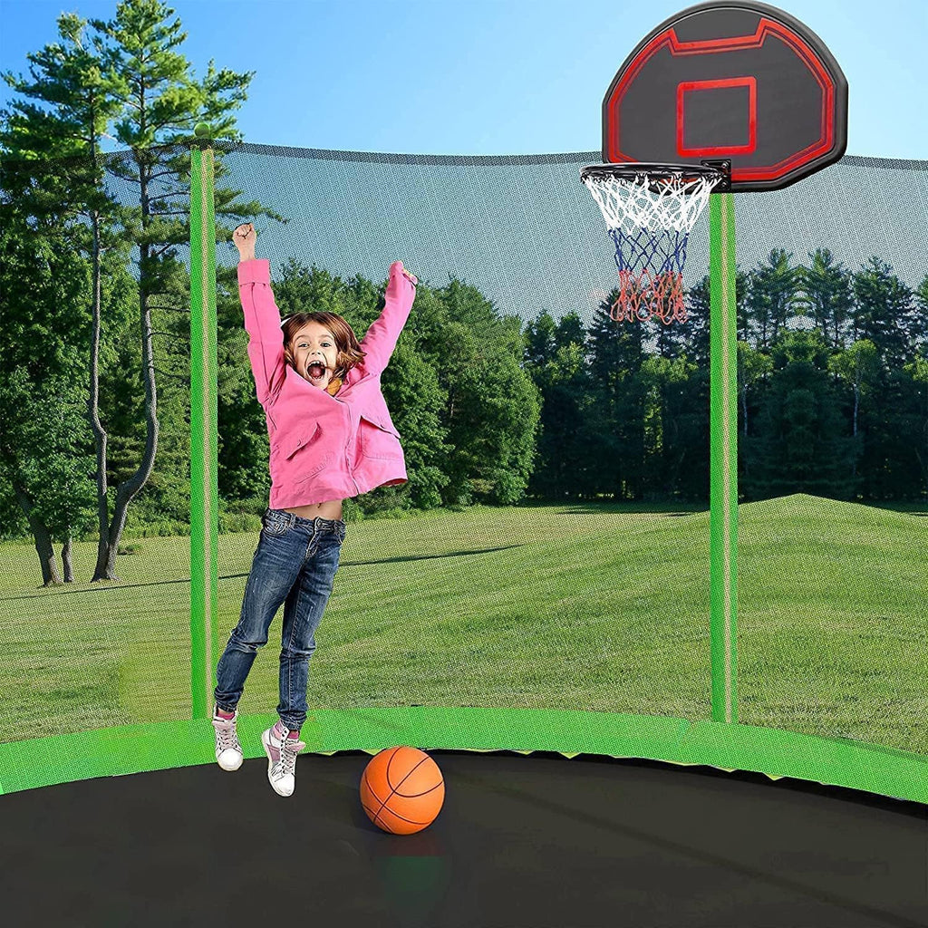 1500LBS 16FT 15FT 14FT 12 FT 10FT 8FT Tranpoline for Kids and Adults with Sprinkler, Lights with Music Speaker, Socks, Water Ball, Heavy Duty Outdoor Tranpoline with Net Enclosure and Ladder