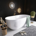 59' Free Standing Tub, Pure Acrylic Freestanding Bathtub, Stylish Stand Alone Contemporary Deep Soaking Bath Tub, cUPC Certified SY6850 (Glossy White)