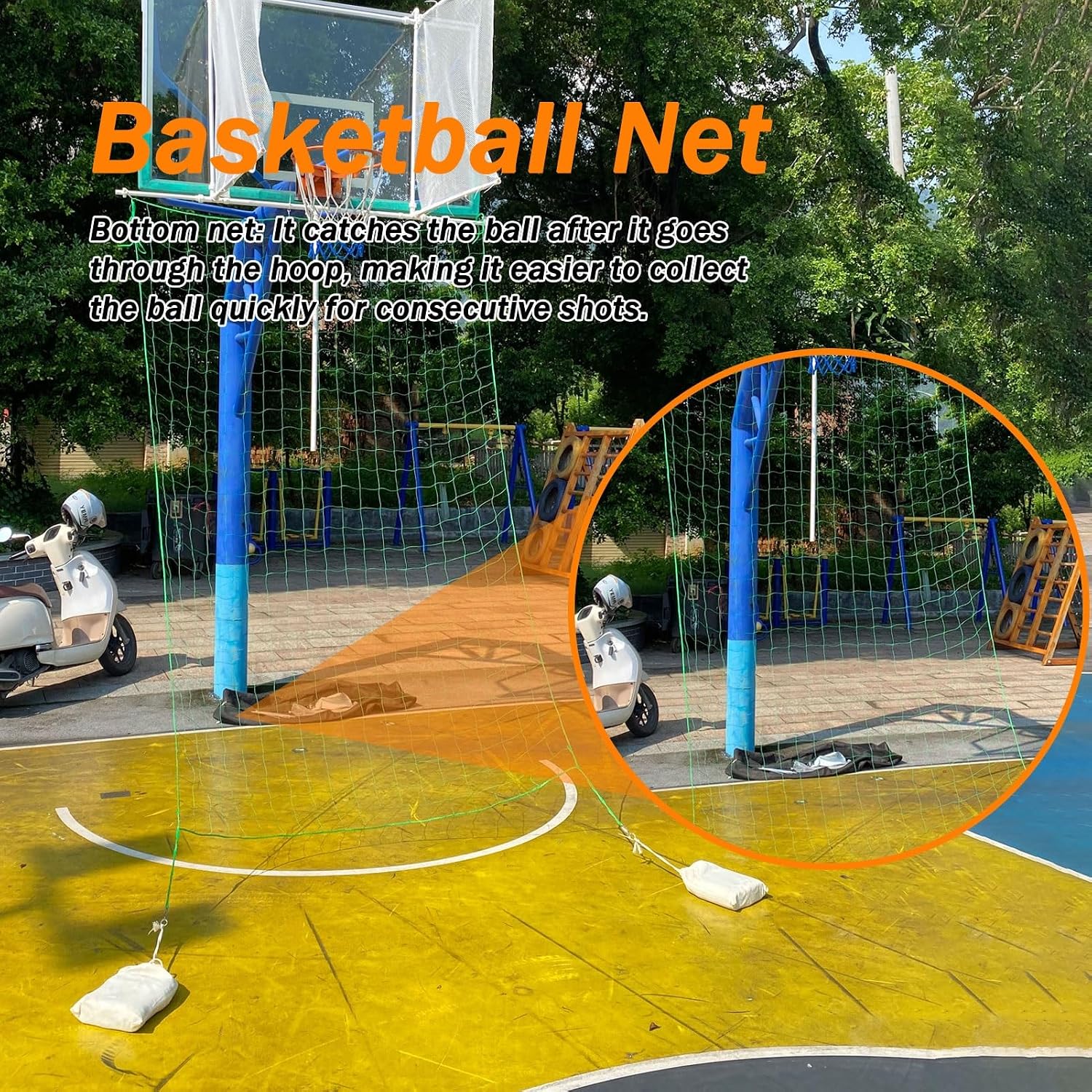 Basketball Rebounder, Basketball Return Attachment for Hoops, Basketball Backstop Catch Net for Shooting Practice Hoop Outdoor, Shot Trainer Rebounder Net for Efficient Training