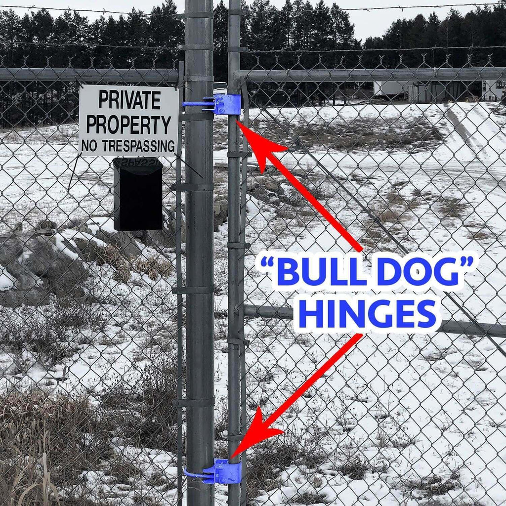 Black Chain Link Fence 2-3/8' x 1-5/8' or 1-7/8' Bulldog Commercial Duty Gate Hinge - Powder Coated - Pressed Steel - CASE Qty 10