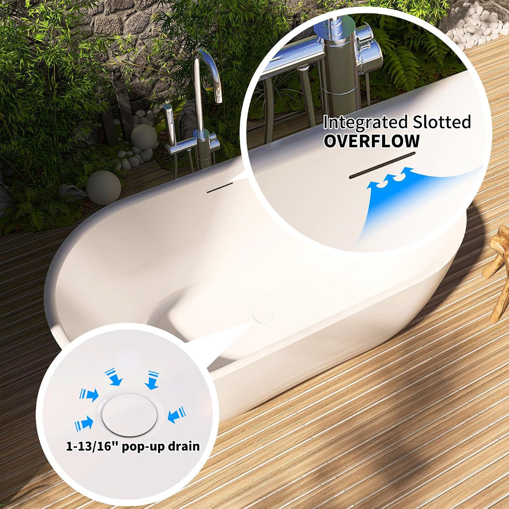 67' Acrylic Free Standing Tub, Stand Alone Tub, Freestanding Bathtub, Soaking Bathtub, cUPC Certified, SE(Glossy White)