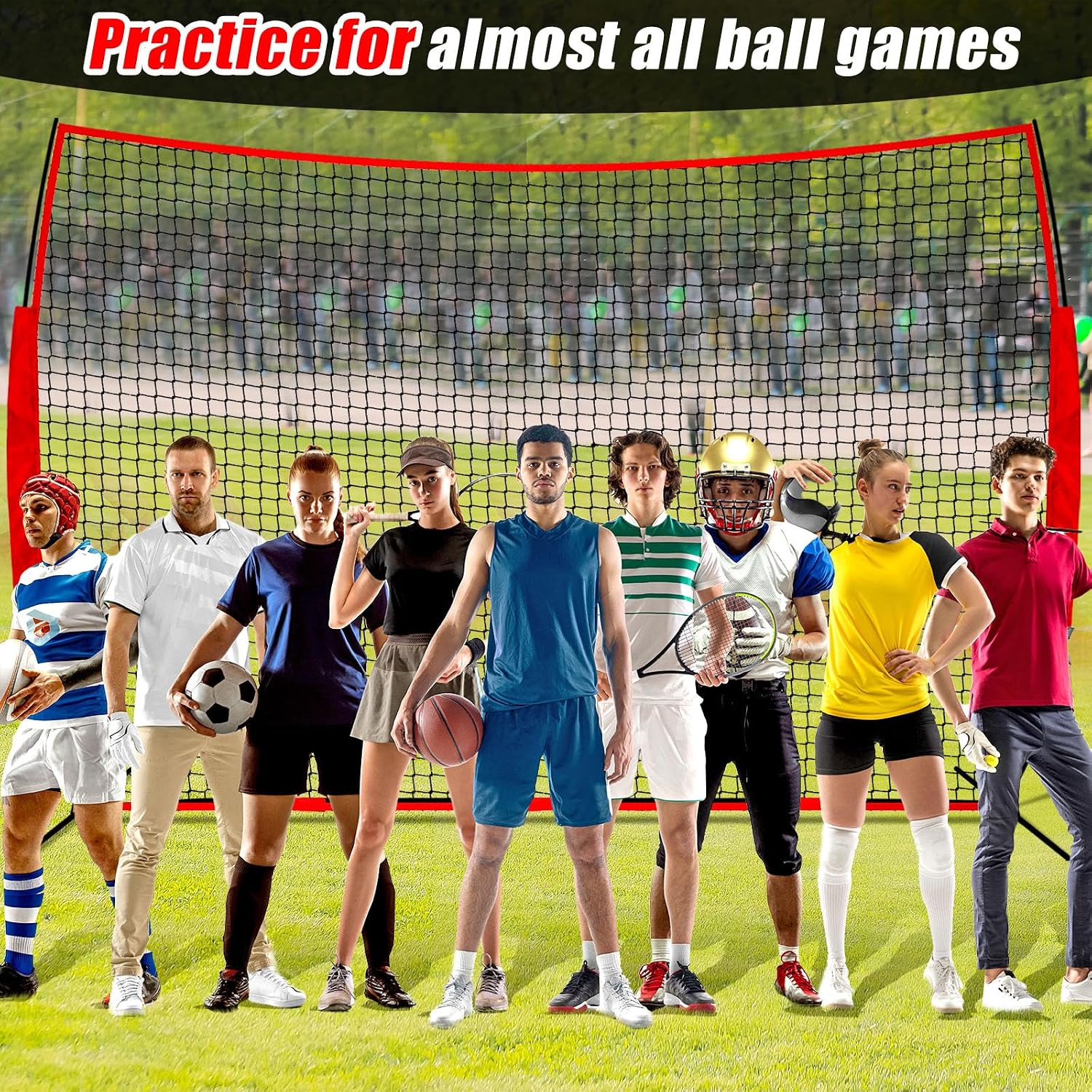 Seenelling Basketball Net Catcher Backstop Net Sports Barrier Nets for Backyard Rebounder to Guard Rebound and Return Basketball with Carry Bag