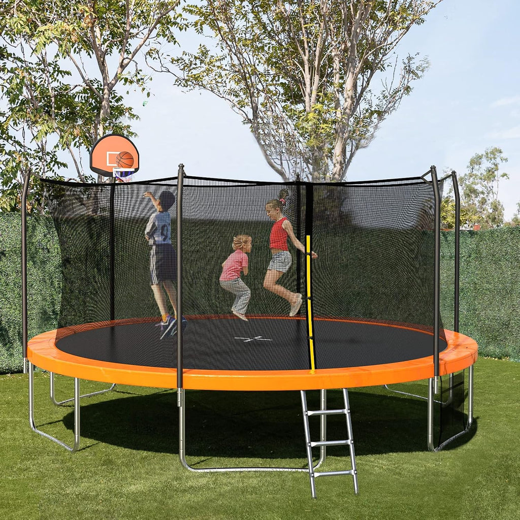 SKOK Trampoline for Kids,400LBS Outdoor Trampoline with Net-ASTM Approved Trampoline for Children and Adults