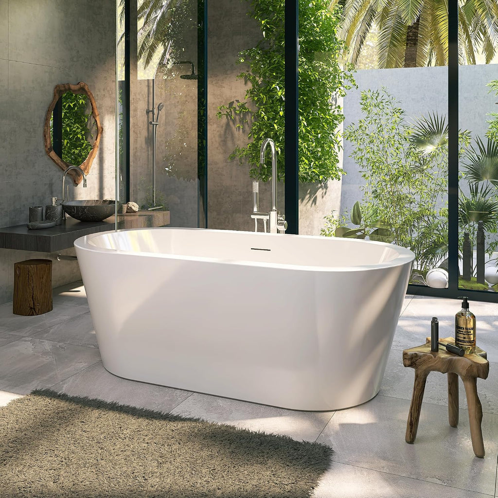 64' Acrylic Free Standing Tub, Stand Alone Tub, Freestanding Bathtub, Soaking Bathtub, cUPC Certified, LT(Glossy White)