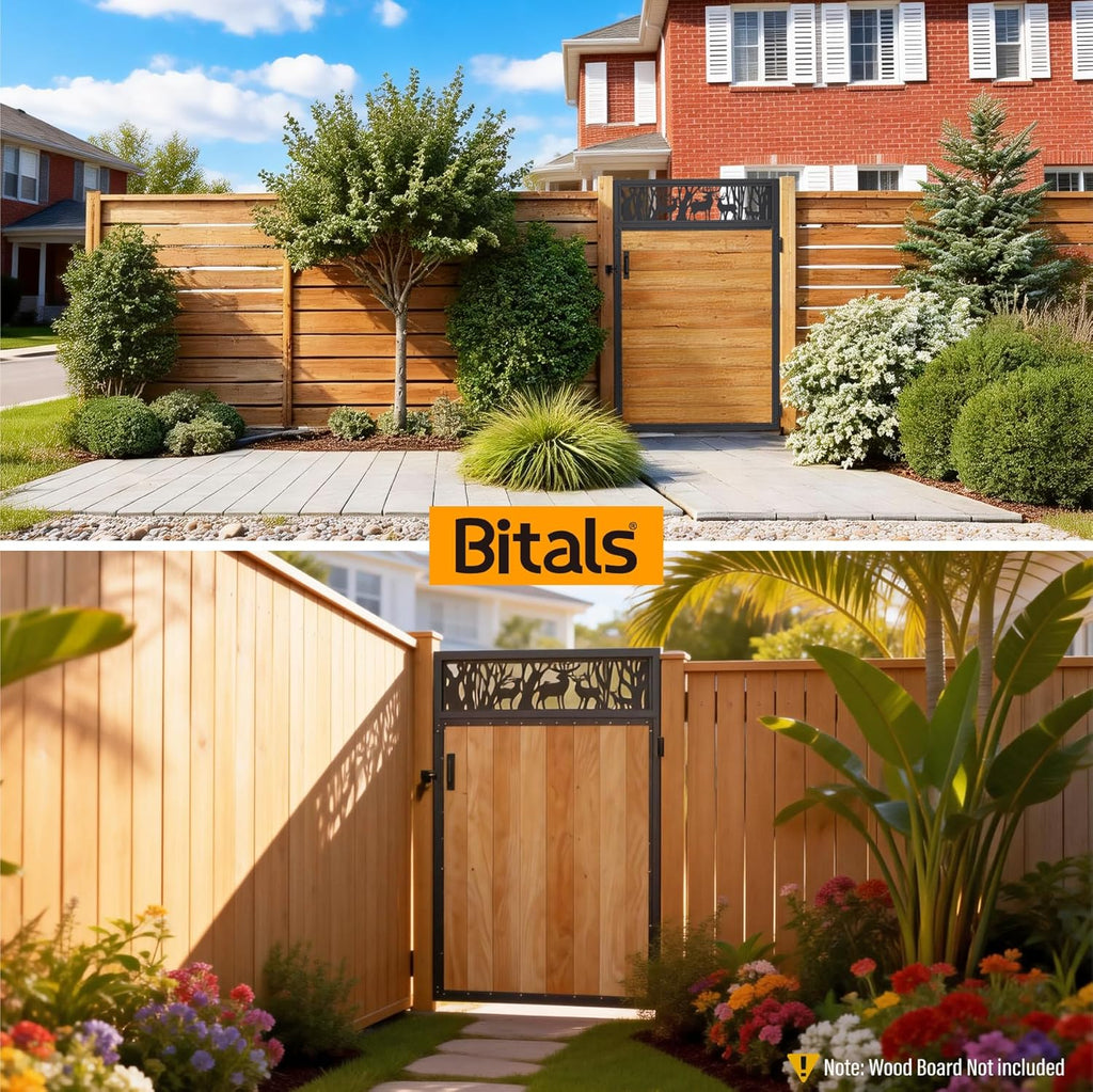 4x6FT Fence Gate Frame Kit 201 Stainless Steel Anti-Sag Heavy Duty Garden Gate Reinforcement Hardware, Left/Right Mount (No Panels Included)(46.78'W x 70.8'H)