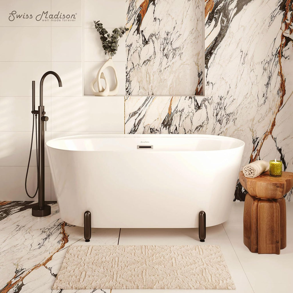 Monaco 59' Freestanding Bathtub with Matte Black Stand