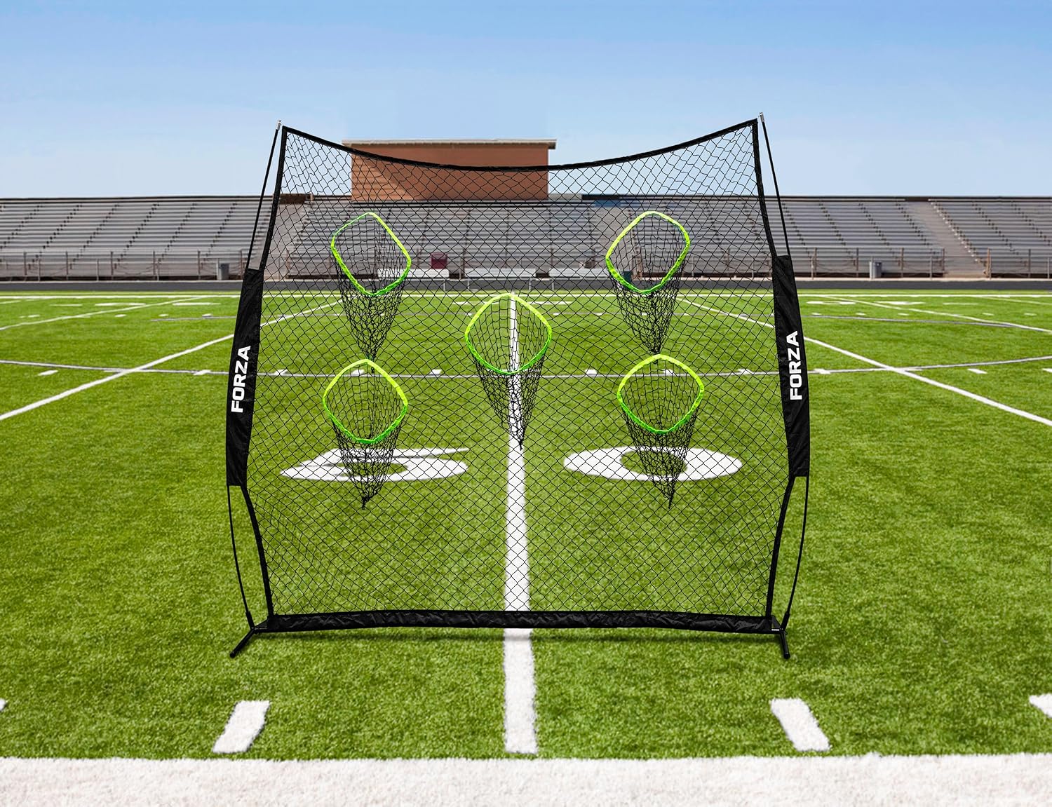 FORZA Football Quarterback Throwing Net | 8ft x 8ft Quarterback Target Net with 5 Pockets, Portable Practice Net for Football Accuracy Training