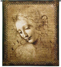 Head of a Woman by Leonardo da Vinci | Woven Tapestry Wall Art Hanging | Renaissance Oil Painting Masterpiece ??La Scapigliata? | 100% Cotton USA Size 53x45