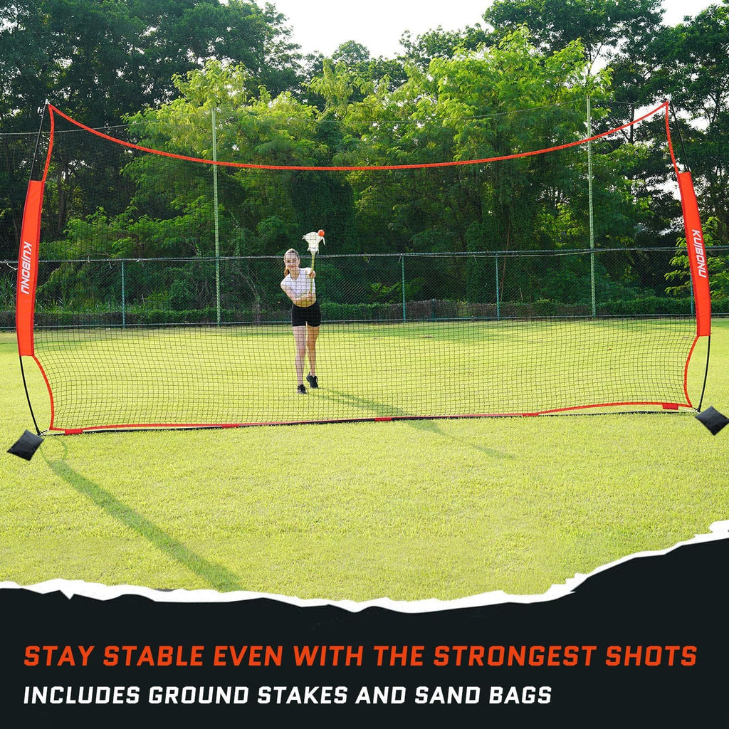 20x10 Foot Barricade Backstop Net, Basketball Barrier Net with Sturdy Steel Frame and Heavy-Duty Netting, Perfect for Lacrosse Baseball Soccer Basketball and More