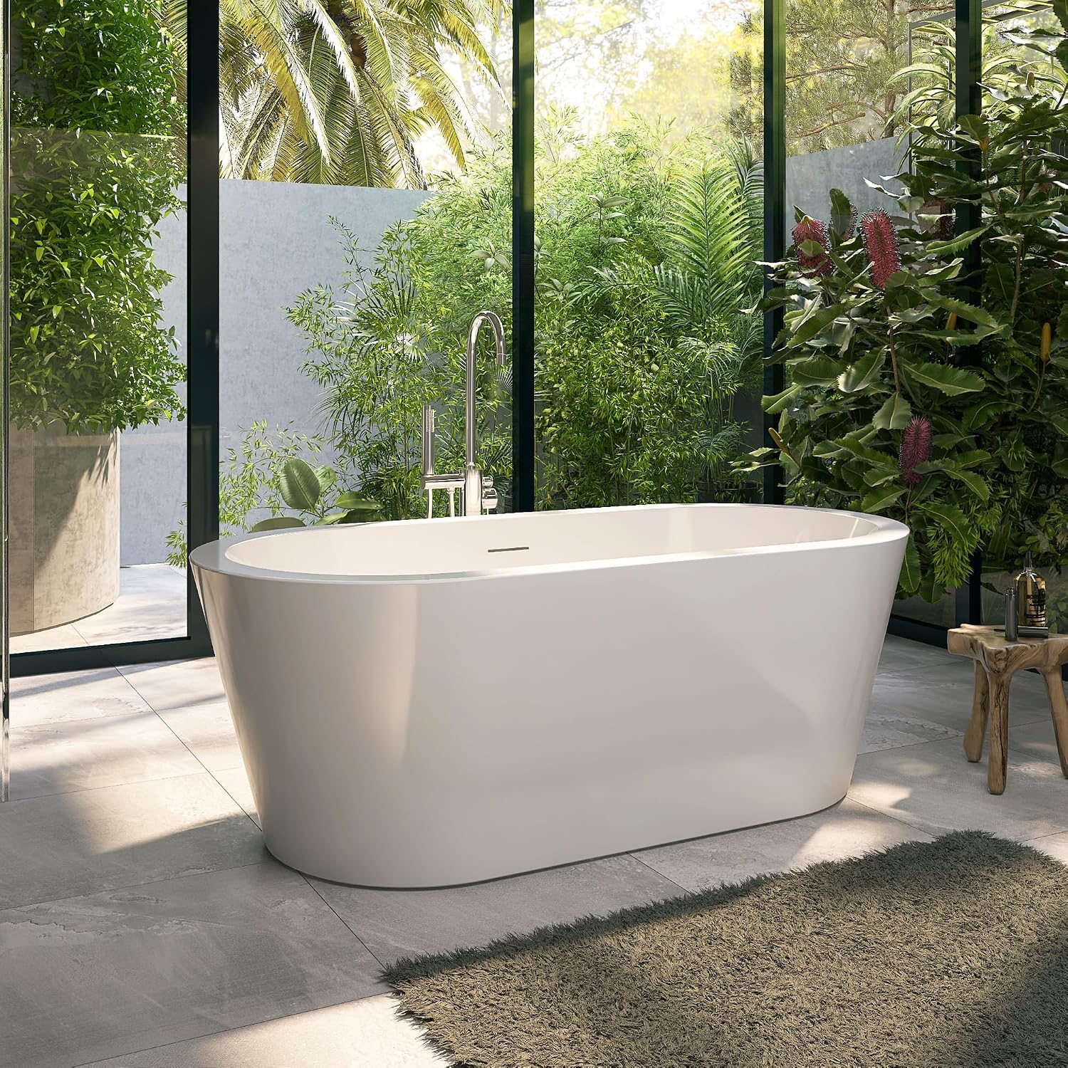 64' Acrylic Free Standing Tub, Stand Alone Tub, Freestanding Bathtub, Soaking Bathtub, cUPC Certified, LT(Glossy White)