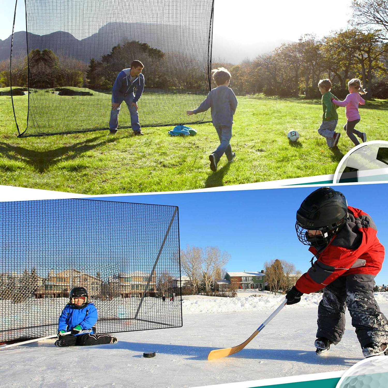Golf Net for Backyard Driving Outdoor Indoor Sports Netting 10 x 10 Ft/15Ft/20 Ft/25 Ft/ 15 x 15 Ft/20 Ft Heavy Duty Net for Baseball Soccer Hockey Practice Impact Screen