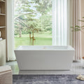 HomeBeyond 67 Inch Free Standing Bathtub | Acrylic Freestanding Soaking Tub, Square Bathroom Stand Alone Tub, Suitable Single Person Bathing, Brushed Nickel