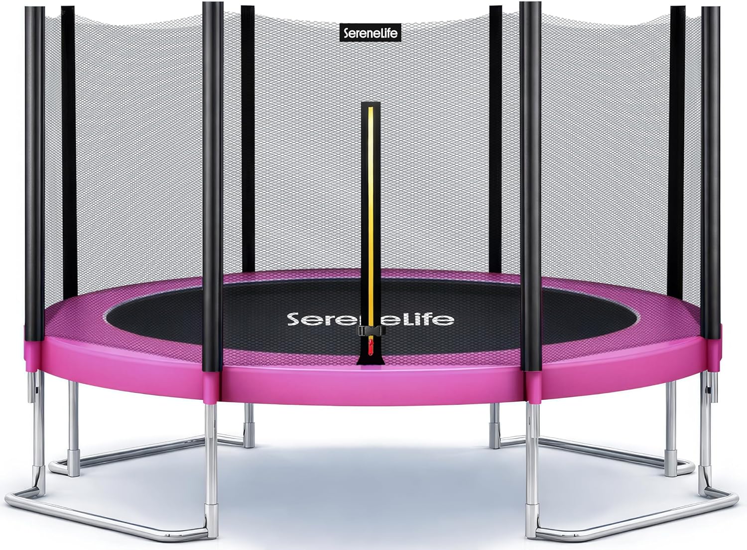SereneLife Trampoline Outdoor 8FT 10FT 12FT 14FT with Enclosure Net, Ladder and Anti-Rust Coating - ASTM Approved Recreational Trampolines - Heavy Duty Yard Trampolines for Kids and Adults