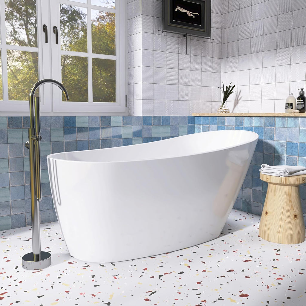 59' Acrylic Free Standing Tub, Stand Alone Tub, Freestanding Bathtub, Soaking Bathtub, cUPC Certified, CM(Glossy White)