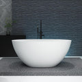 51' Stone Resin Freestanding Bathtub, Modern Oval Solid Surface Soaking Tub, Solid Surface Stand Alone Bathtub with Drain & Integrated Slotted Overflow Matte White AM303-1300