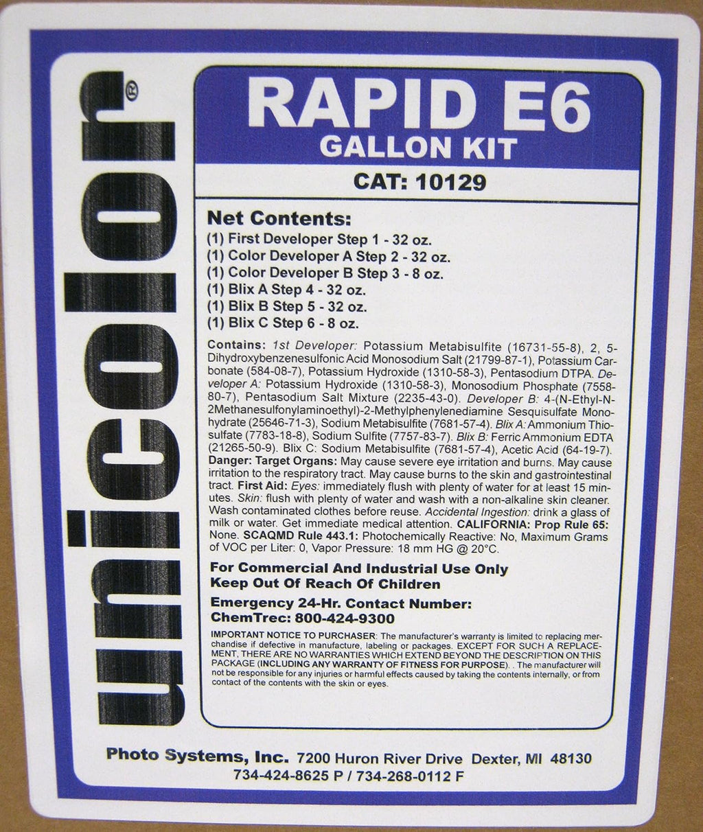 Ultrafine Unicolor E-6 Film Rapid Developing Kit 1 Gallon