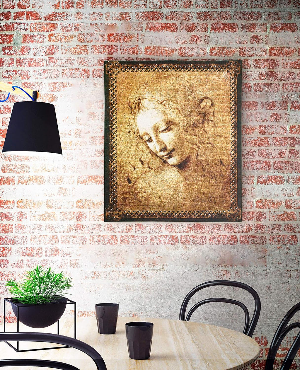 Head of a Woman by Leonardo da Vinci | Woven Tapestry Wall Art Hanging | Renaissance Oil Painting Masterpiece ??La Scapigliata? | 100% Cotton USA Size 53x45