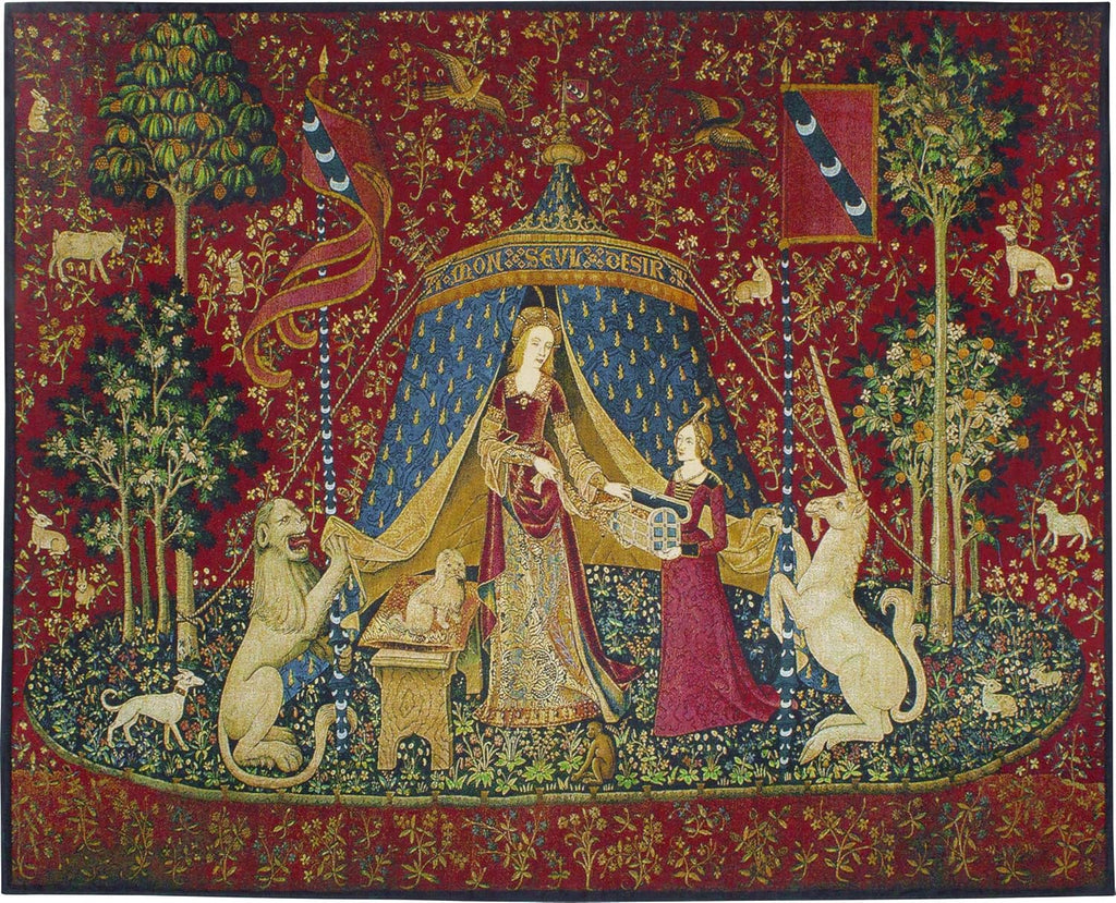 The Lady and The Unicorn - Desire | Woven Tapestry Wall Art Hanging | Historic Middle Ages Tapestry Reproduction | 100% Cotton USA Size 62x50